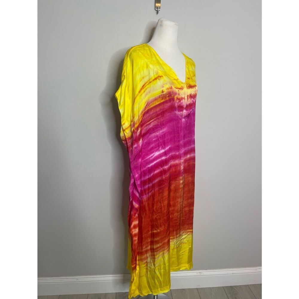Young Fabulous & Brooke Orange Yellow Tie Dye Beach cover up Dress NWOT - Picture 7 of 7